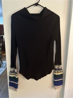 Free People Black Ribbed Knit Cardigan